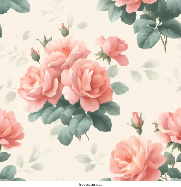 Delicate Watercolor Roses Pattern