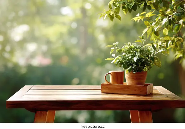 Wooden Table Outdoor Garden Decor