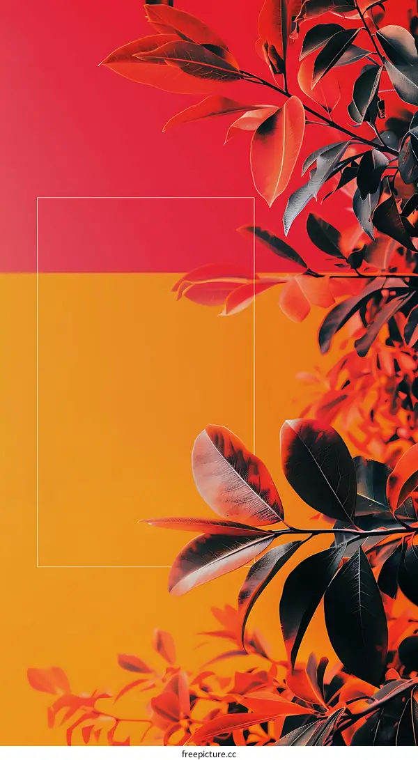 Red and Orange Leaves Minimalist Background