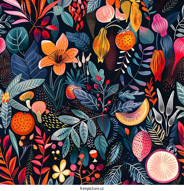 Colorful Floral Pattern Seamless Background Illustration