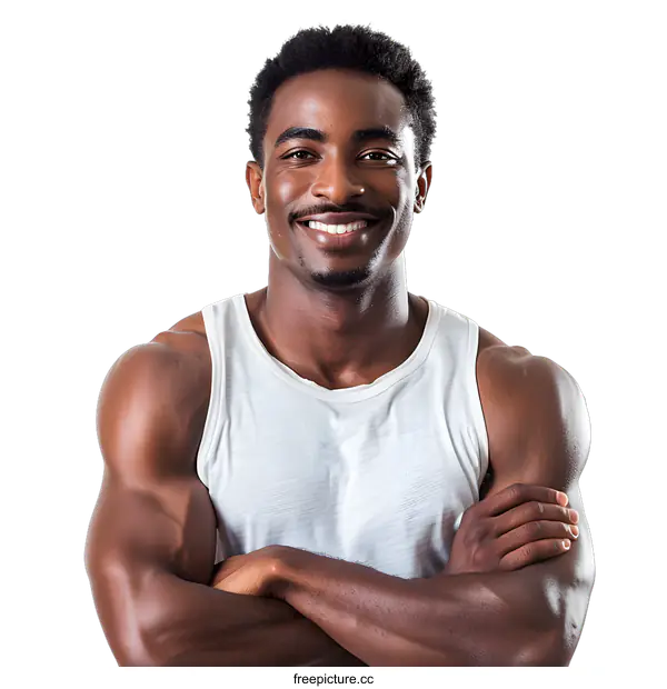 [Transparent Background PNG]Muscular Man in White Tank Top