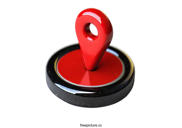 [Transparent Background PNG]Red Location Marker on a Dark Base