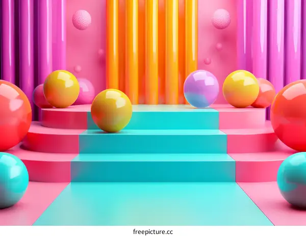 Colorful Geometric Abstract Display Scene