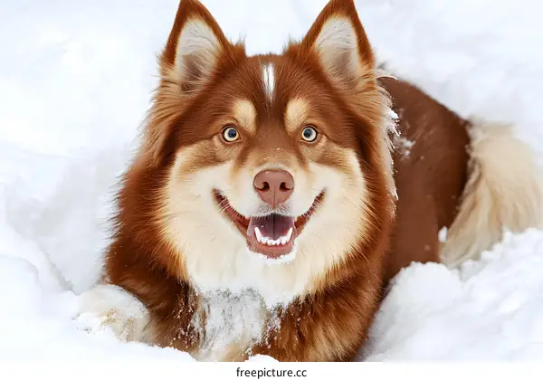 Brown and White Dog in the Snow