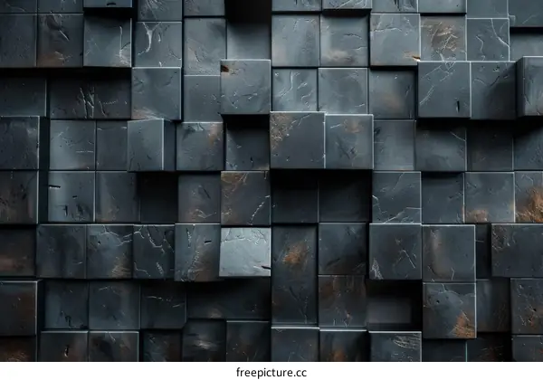 Abstract Geometric Dark Stone Blocks Background