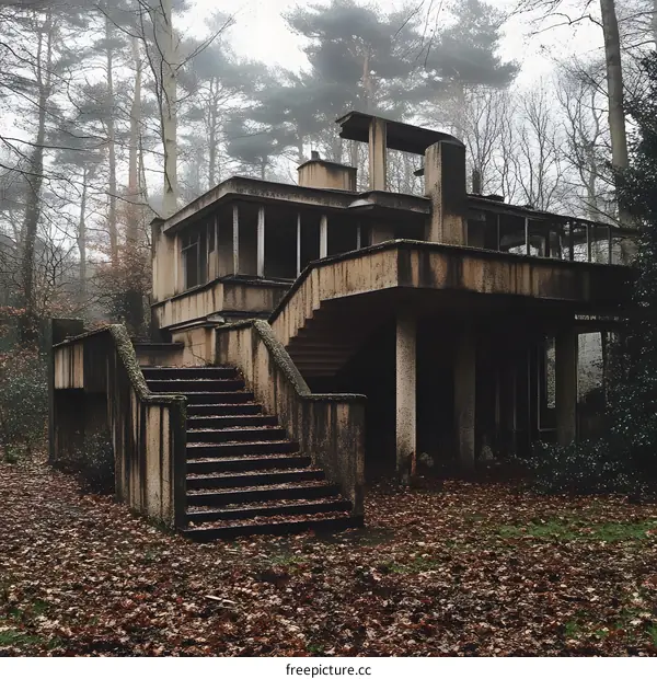 Abandoned Concrete House in the Woods