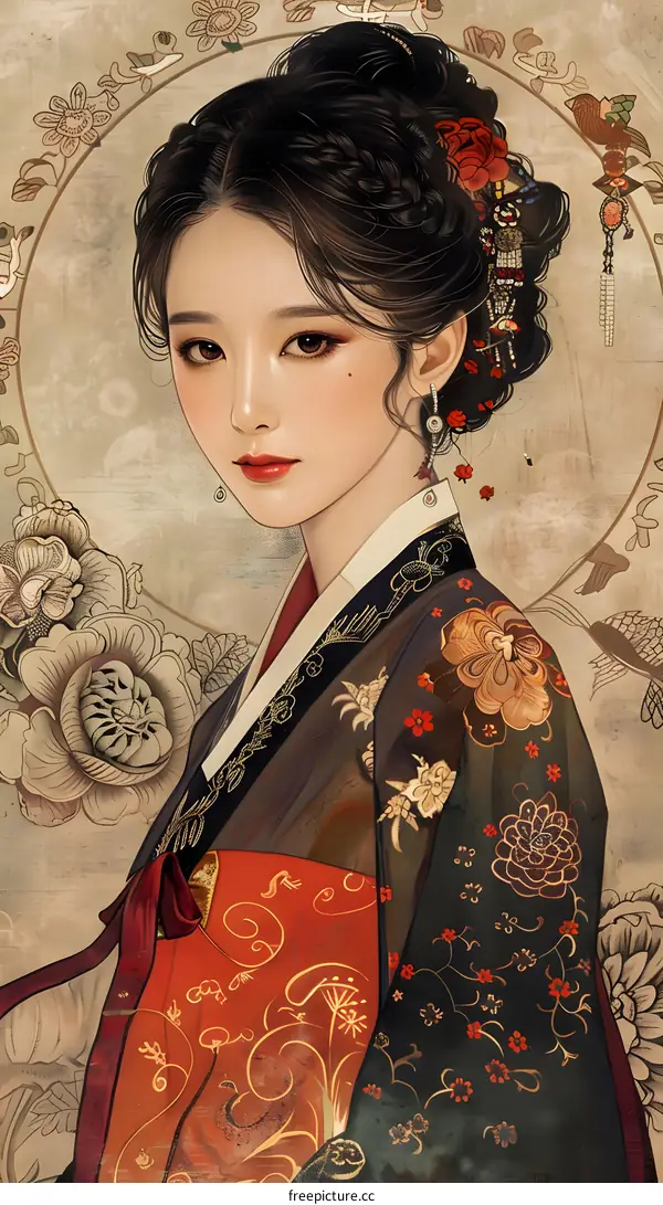 A beautiful Korean woman in traditional dress