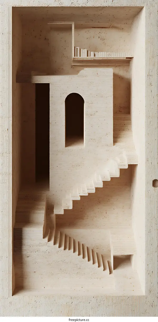 Abstract Architecture with Stairs and Windows