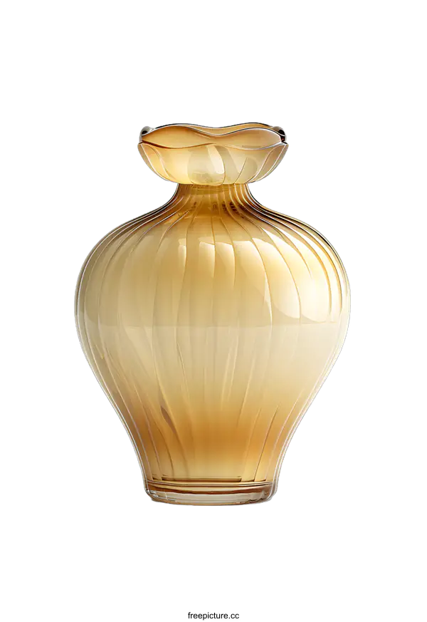 [Transparent Background PNG]Amber glass vase on white background