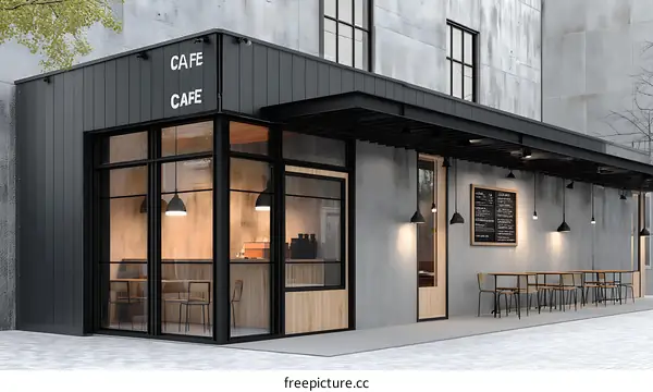 Modern Cafe Exterior Design Illustration