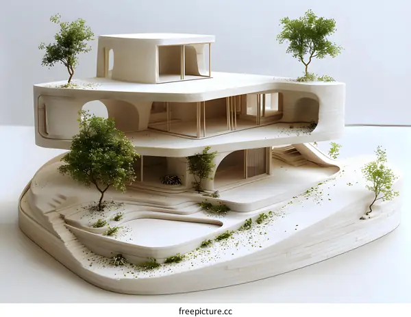 Modern architectural model on a white background