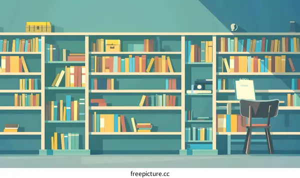 Bookcase with Books in a Study Room