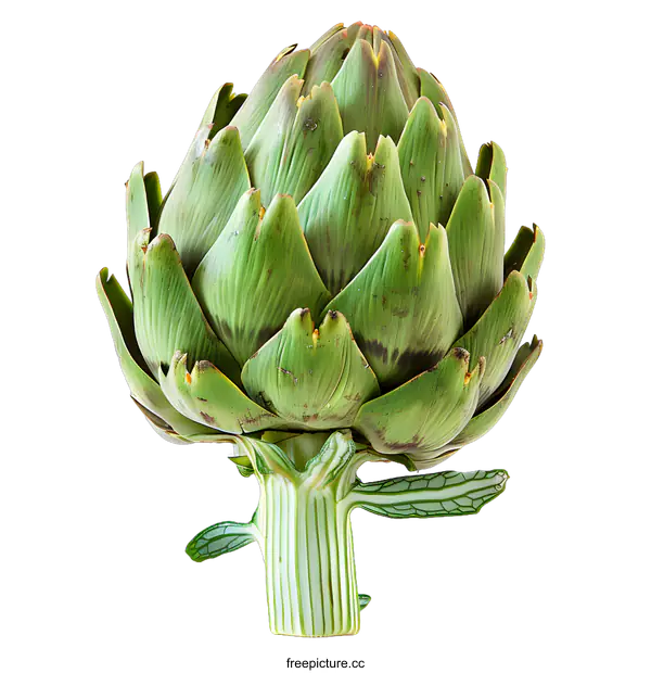 [Transparent Background PNG]Fresh Green Artichoke Isolated on White Background