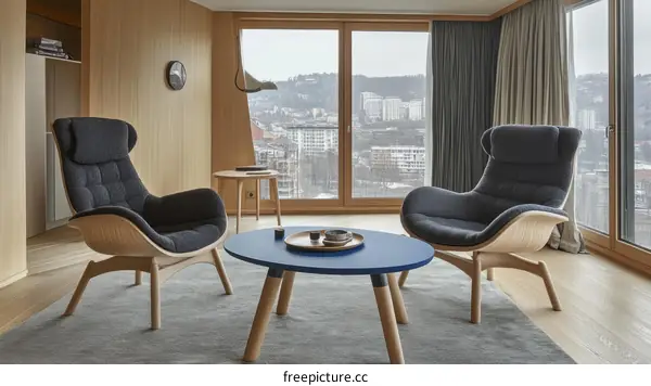 Modern Living Room with Comfortable Armchairs
