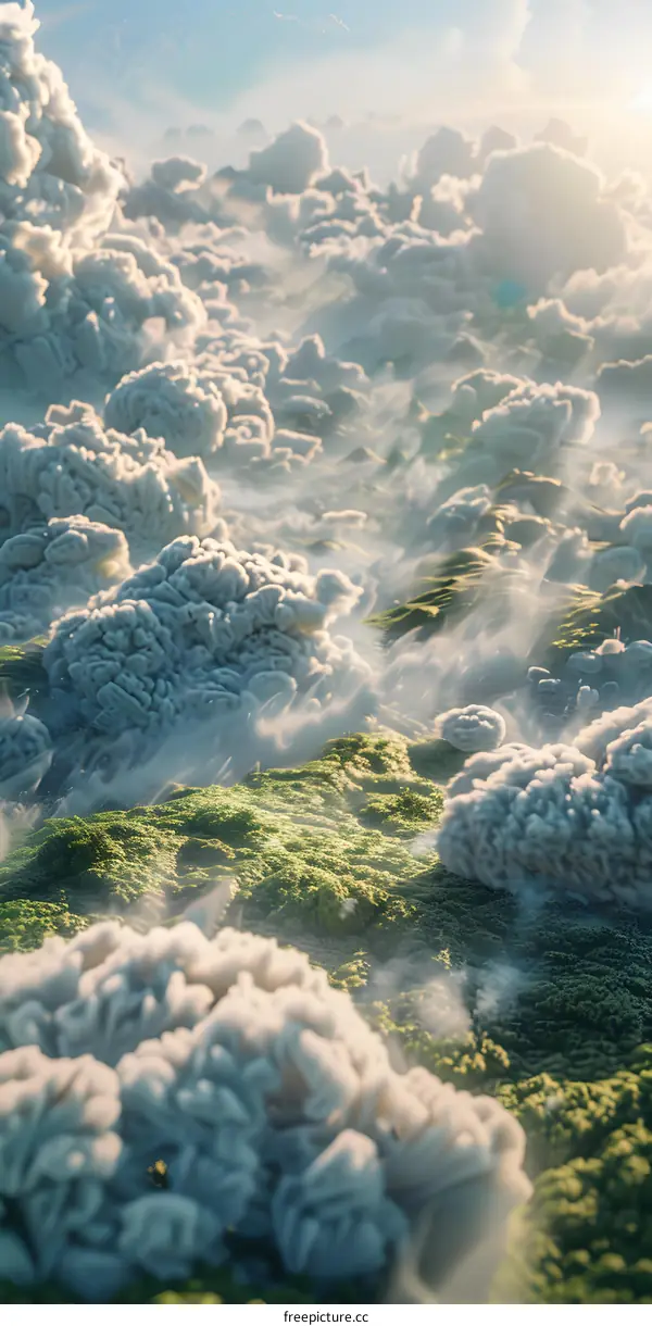 Green rolling hills and clouds