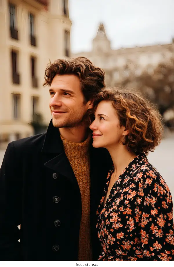 Couple in the City Romantic Moment