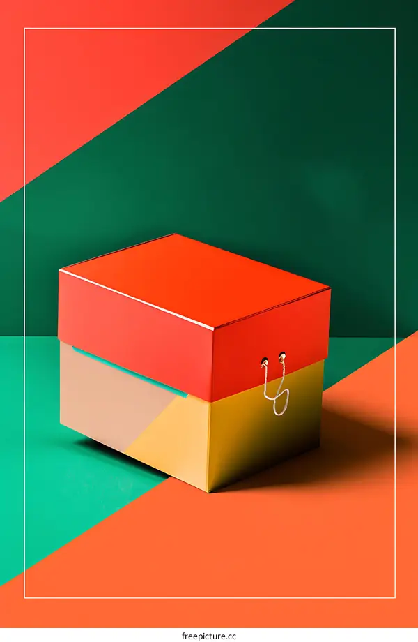 Colorful Box With Geometric Background