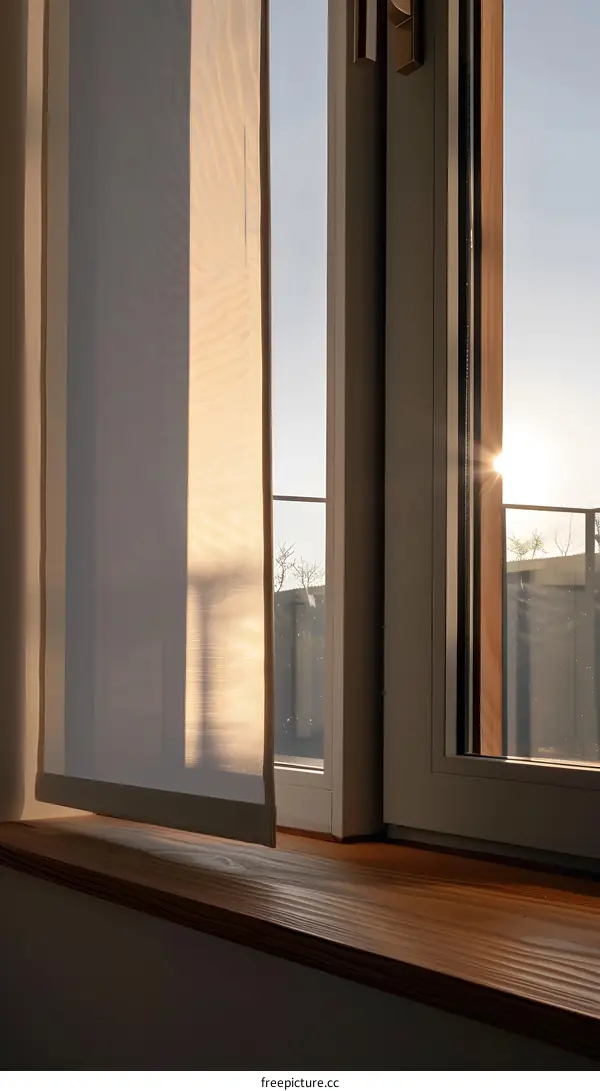 Sunlight Streaming Through Window With Sheer Curtains