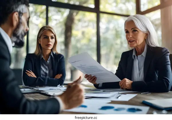 Business People Meeting In Office Discussing Documents