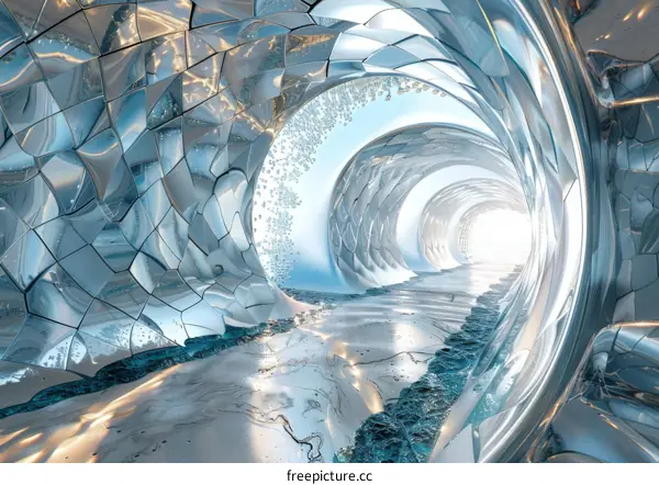 Futuristic Blue Light Tunnel