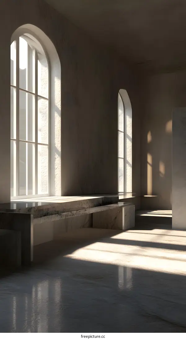 Minimalist Interior Design with Sunlight Streaming Through Windows