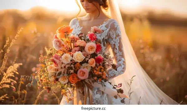 Bride holding a bouquet of flowers