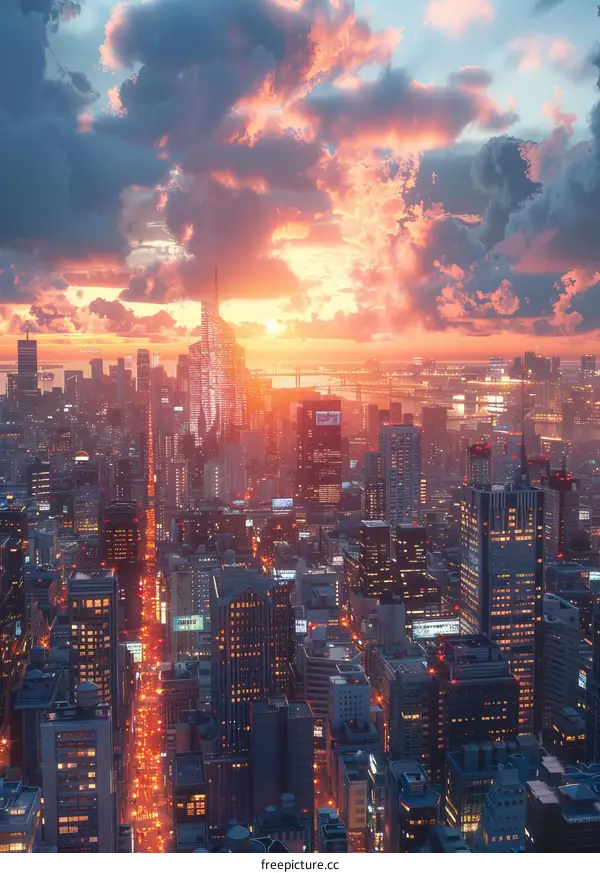 Cityscape Sunset Vivid Colors