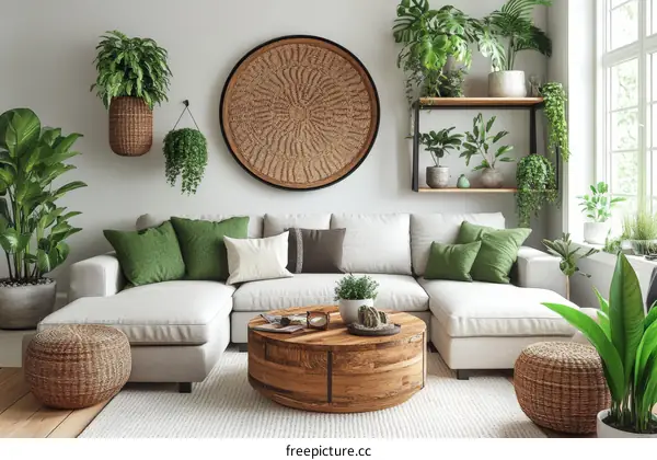 Modern Cozy Living Room with Plants