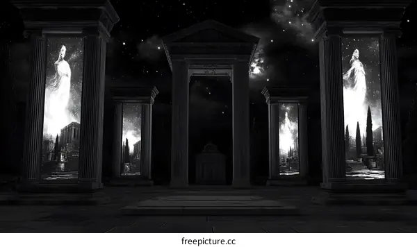 Ancient Pillars With Starry Sky Images