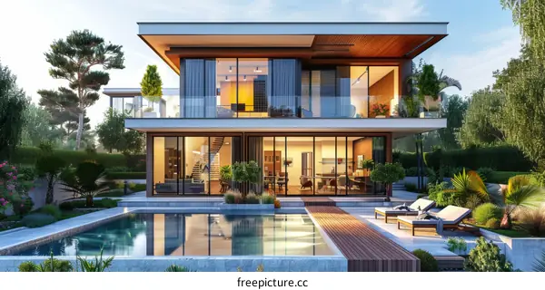 Modern House with Pool and Garden