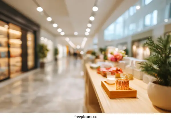 Shopping Mall Interior with Decorated Display