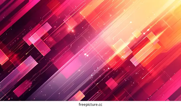 Abstract technology background with bright neon lights and glowing squares