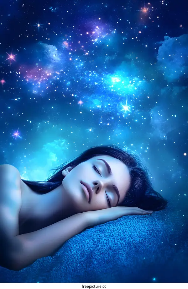 Woman Sleeping Under a Starry Sky