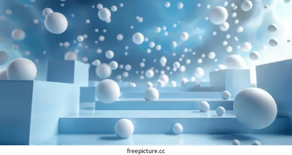 Abstract Blue Background With White Spheres