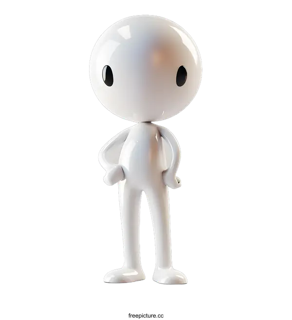 [Transparent Background PNG]White 3D character on a white background