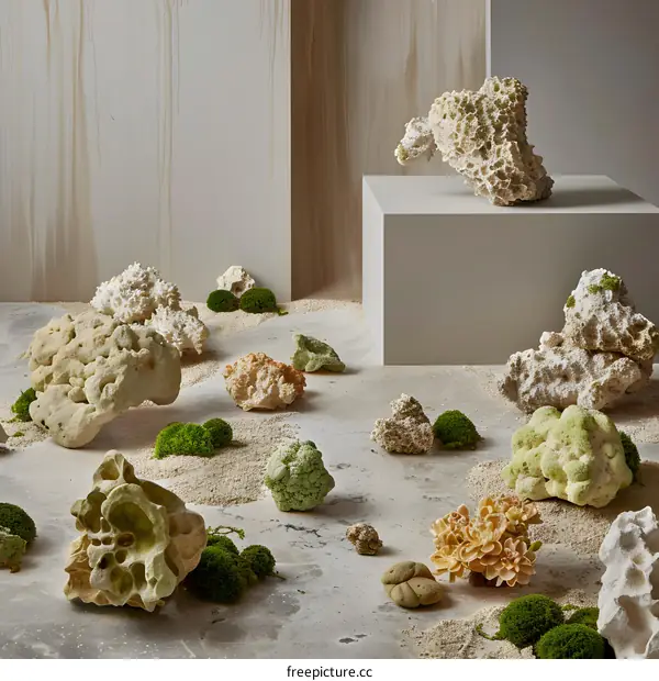 Abstract Still Life with Coral and Moss