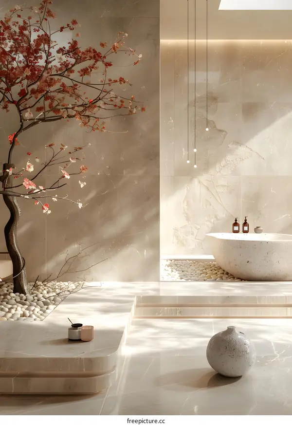 Japanese style bathroom space design renderings