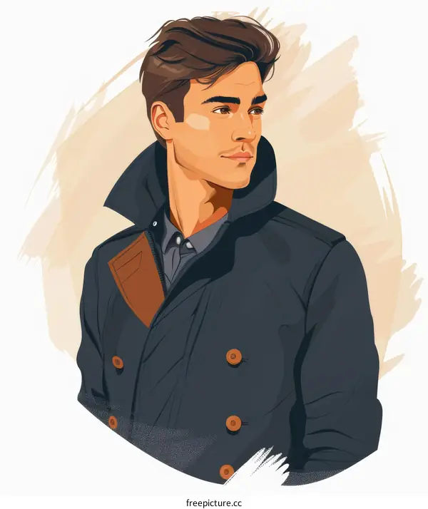 Handsome young man in a blue coat