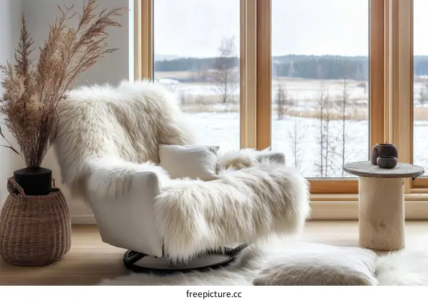 Cozy Winter Living Room with Window View