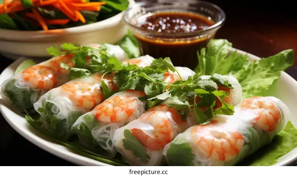 Fresh, summery Vietnamese spring rolls with shrimp