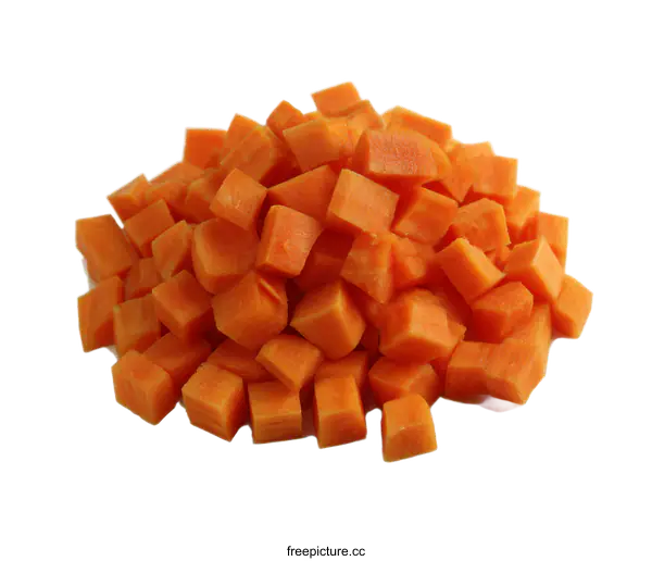 [Transparent Background PNG]Freshly Cut Carrot Cubes for Culinary Use