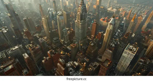 Aerial View of a Futuristic Cityscape