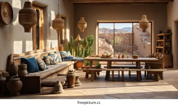 Desert Home Interior Living and Dining Area