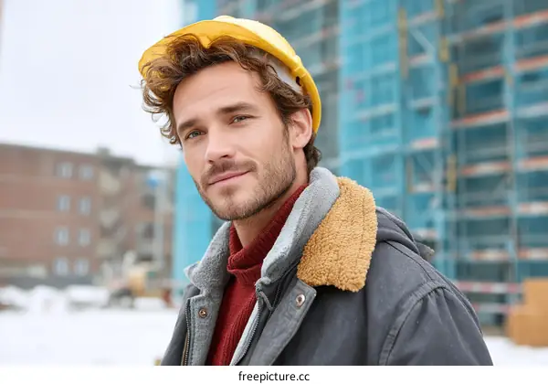 Construction Worker Portrait on Building Site