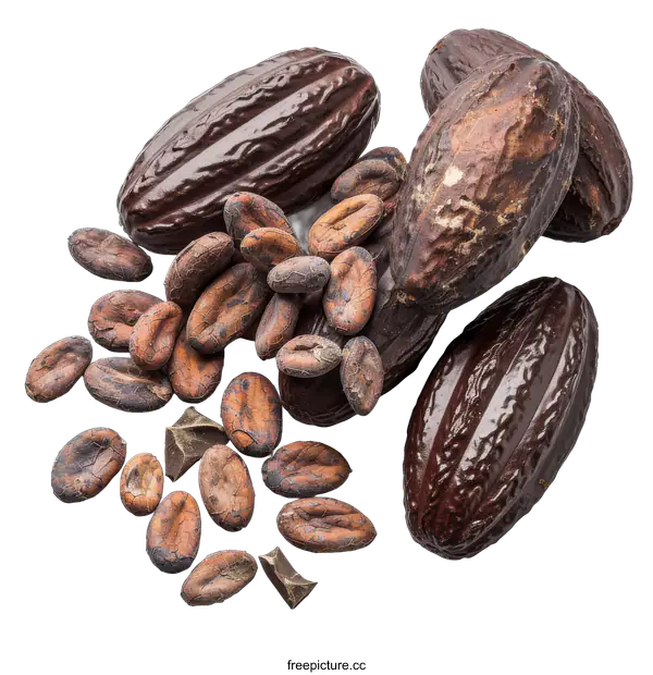 [Transparent Background PNG]Cocoa pods and beans on a transparent background