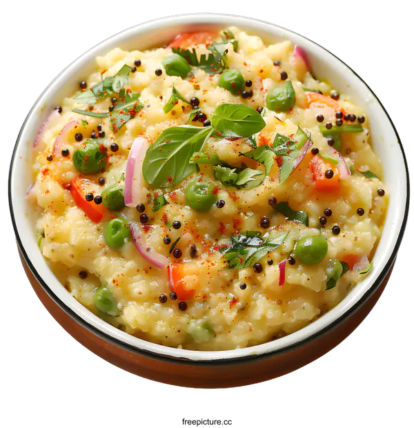 [Transparent Background PNG]Potato salad with vegetables and spices