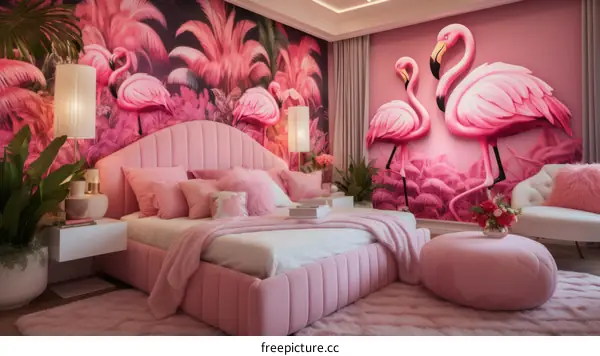pink flamingo bedroom interior design