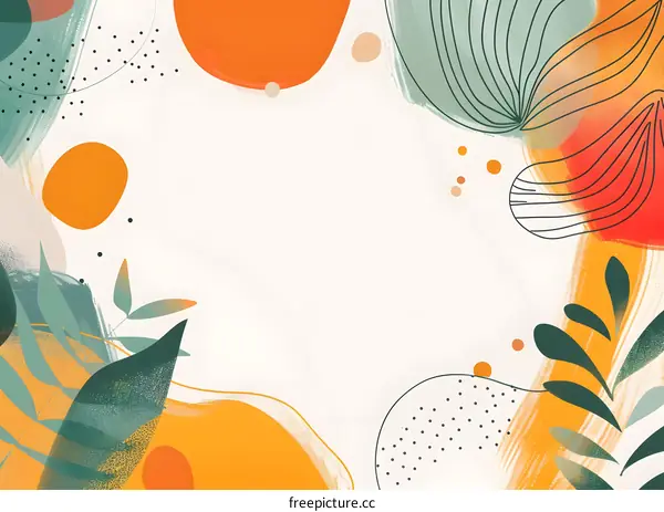 Abstract Art Background With Leaves And Circles