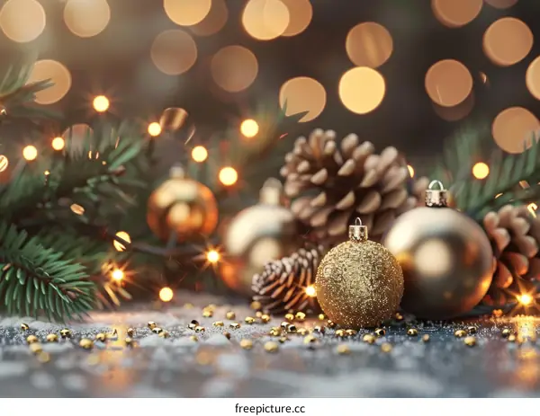 Christmas Decor with Ornaments and Lights