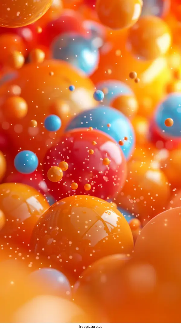 Floating colorful glossy spheres